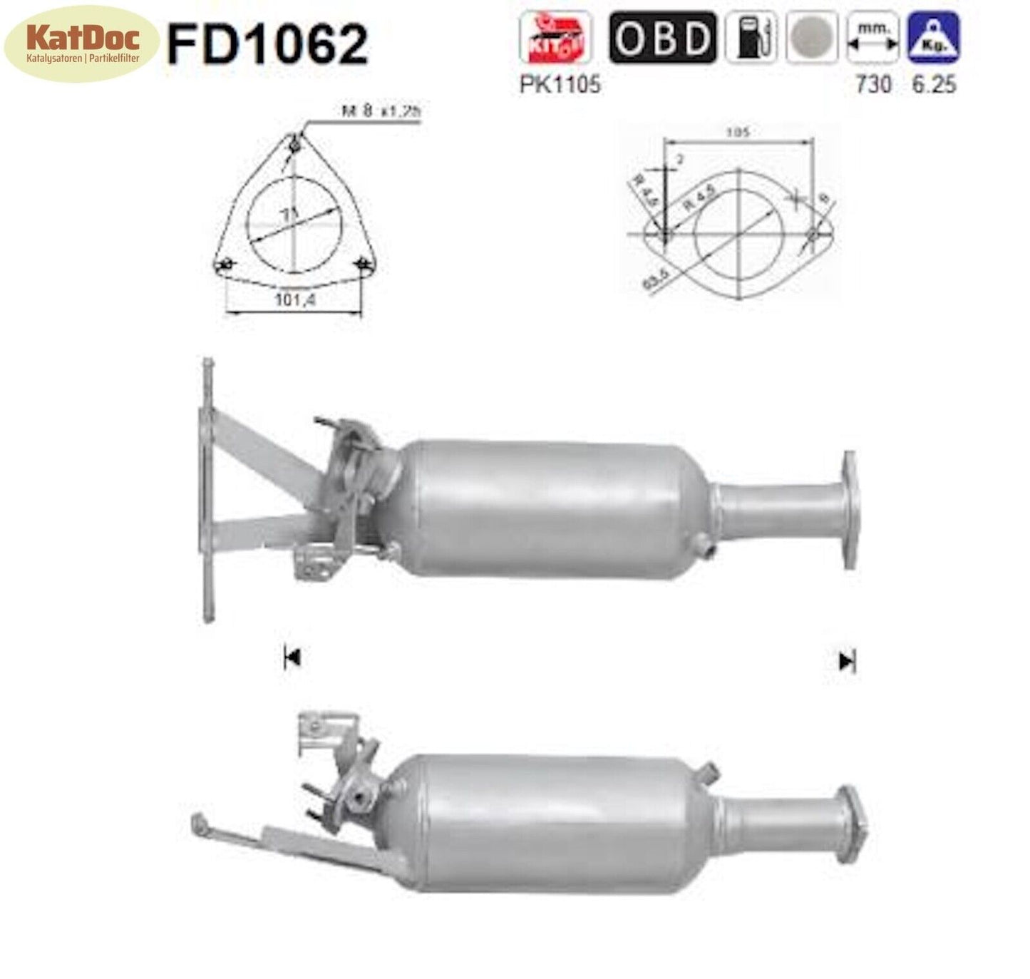 Ruß - Partikelfilter für Volvo XC70 Cross Country/XC90, D3/D5 AWD, Euro 4 - KatDoc