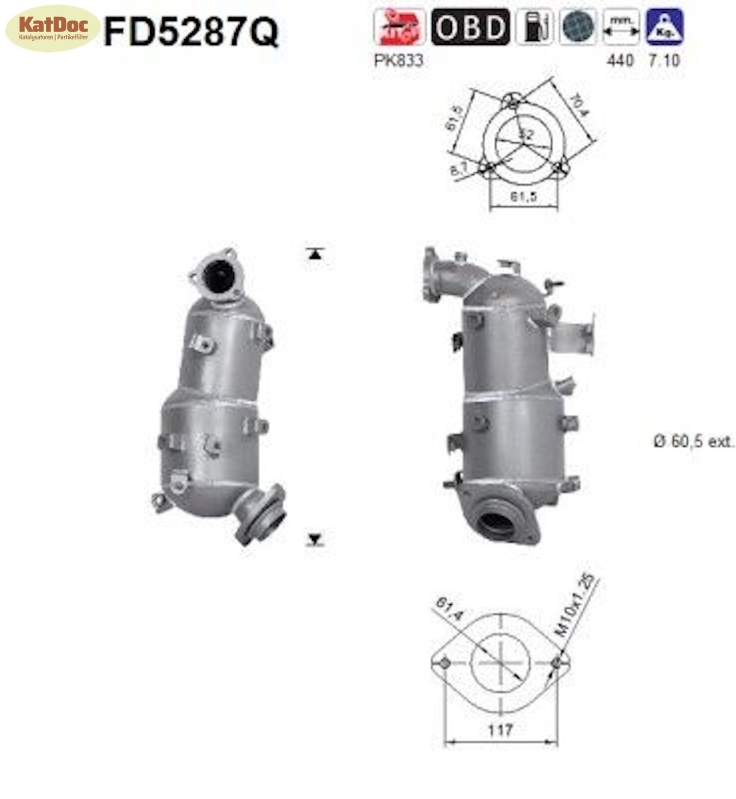 Ruß - Partikelfilter für Toyota RAV4, 2.0 D, D4d, 4WD, 91kW, Silizium, Euro 5 - KatDoc
