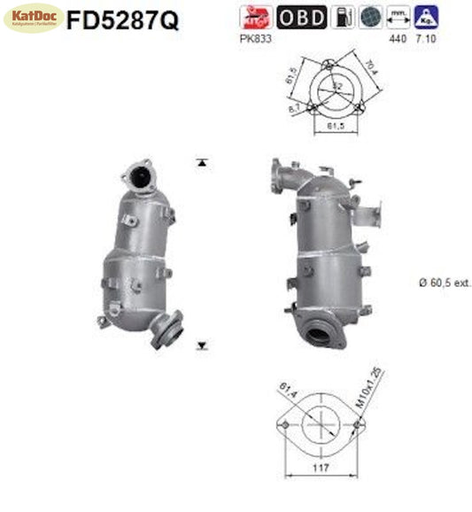 Ruß - Partikelfilter für Toyota RAV4, 2.0 D, D4d, 4WD, 91kW, Silizium, Euro 5 - KatDoc