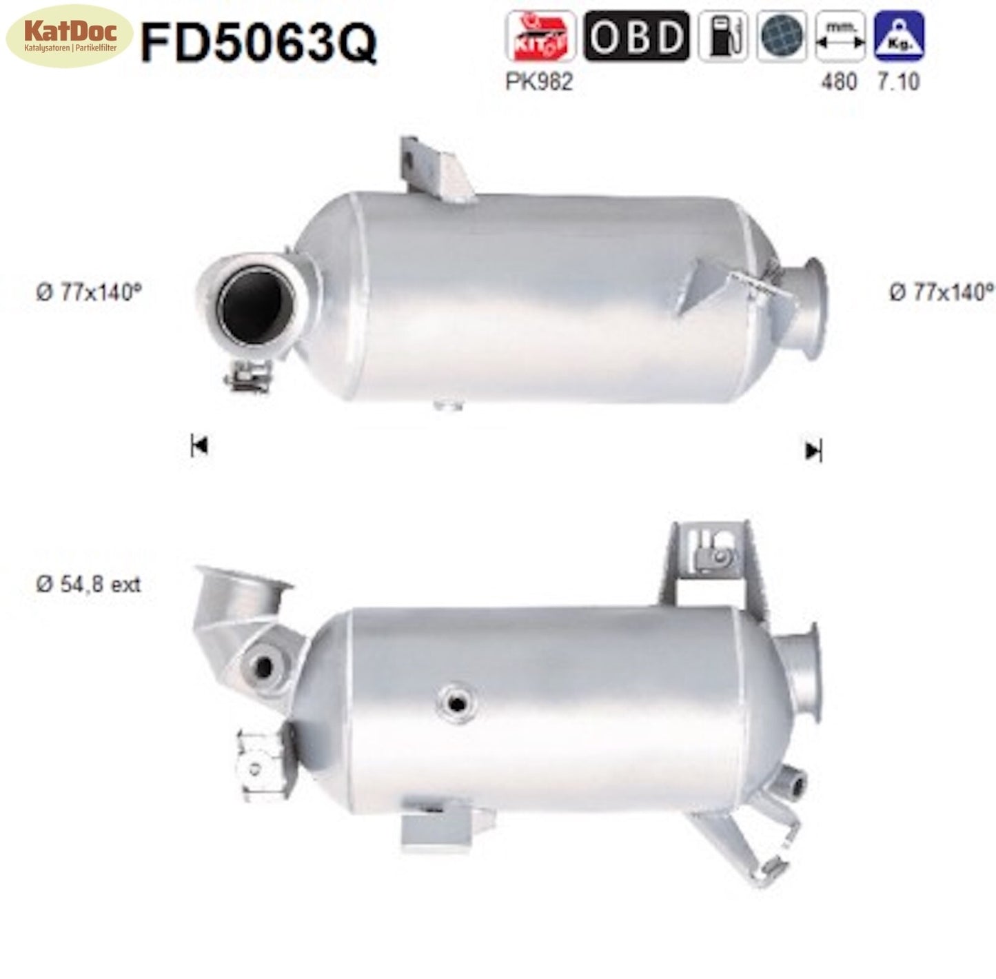 Ruß-Partikelfilter VW T5/T6, 2.0 TDI, 84/100/103/132kW, Silizium, Euro 5