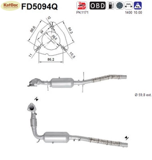 Ruß - Partikelfilter Ford Transit, 2.2 TDCi, 74/92/103kW, Silizium, Euro 5 - KatDoc