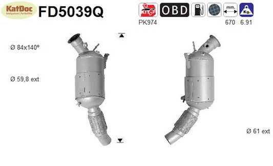 Ruß - Partikelfilter für BMW 1er/3er/5er, 2.0, 120/130kW, Silizium, Euro 4 - KatDoc