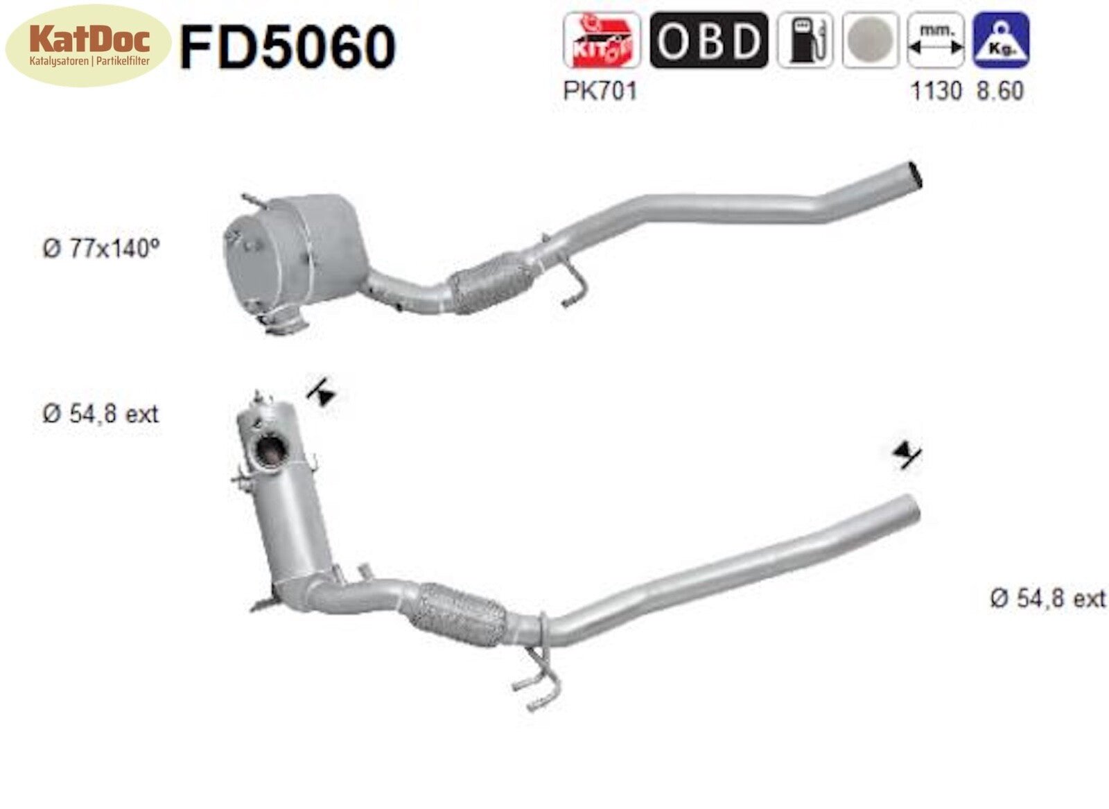 Ruß - Partikelfilter für Audi / Seat / Skoda / VW, Euro 5 - KatDoc