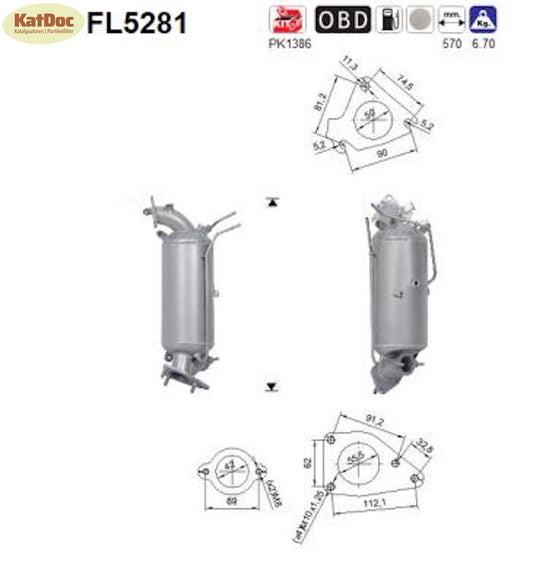Ruß - Partikelfilter für Honda Civic 9/CR - V/HR - V, 1.6 i - DTEC, 88kW, Euro 6 - KatDoc