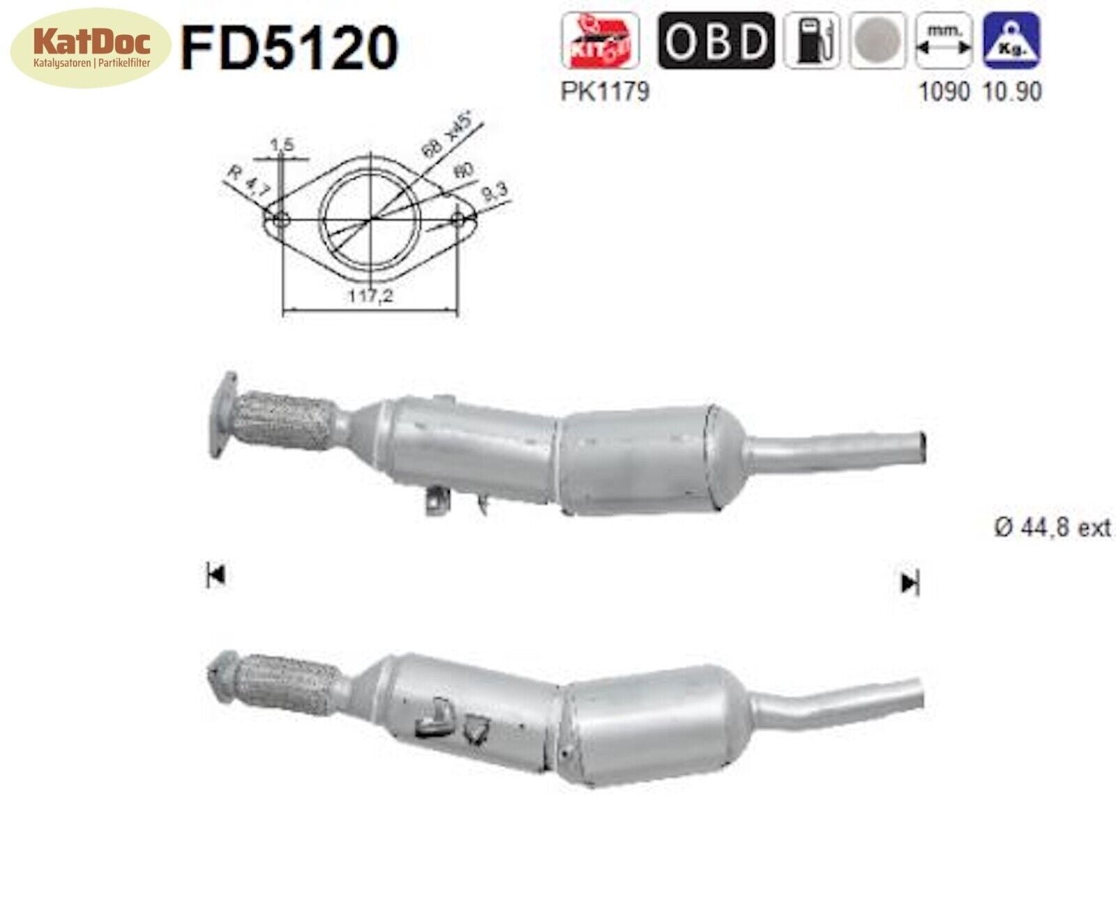 Ruß - Partikelfilter für Renault Fluence/Megane, 1.5 dCi, 66/70/81kW, Euro 5 - KatDoc