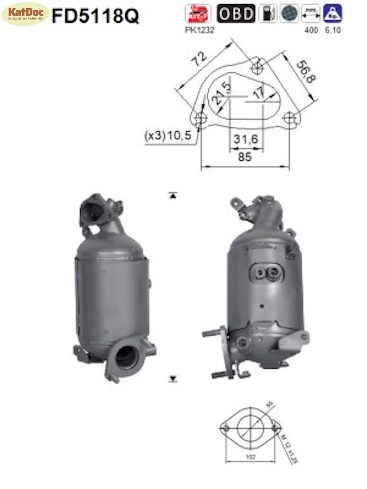 Ruß - Partikelfilter Hyundai i20/i30/ix20,Kia Cee´d, Rio, Venga, Silizium,Euro 5 - KatDoc