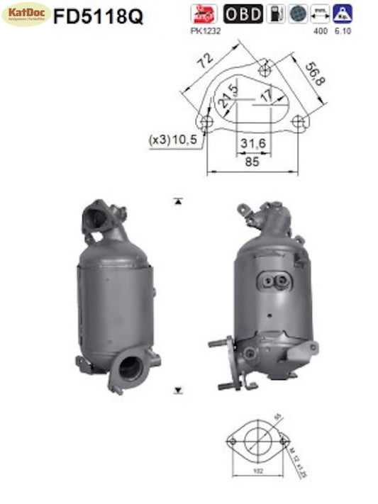 Ruß - Partikelfilter Hyundai i20/i30/ix20,Kia Cee´d, Rio, Venga, Silizium,Euro 5 - KatDoc