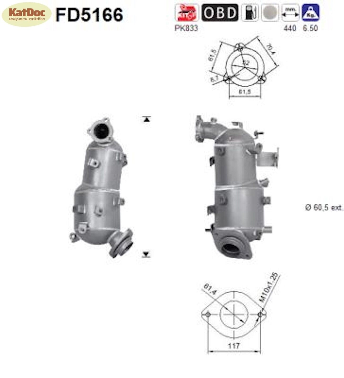 Ruß - Partikelfilter für Toyota Auris/Avensis/Verso, 2.0 D - 4D, Euro 5 - KatDoc