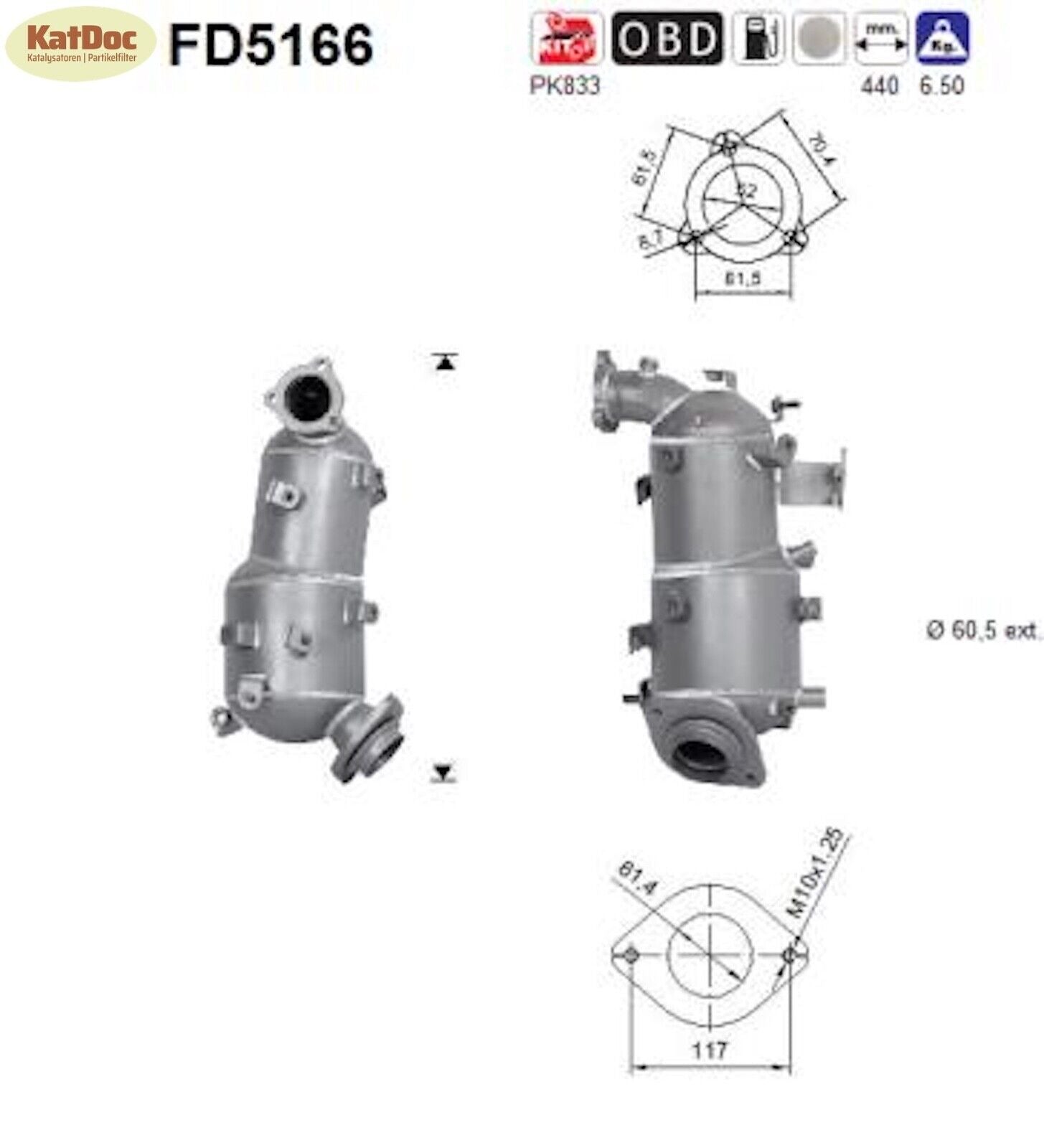 Ruß - Partikelfilter für Toyota Auris/Avensis/Verso, 2.0 D - 4D, Euro 5 - KatDoc