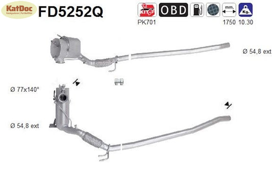 Ruß-Partikelfilter VW Passat, 2.0 TDI, 16V, 4motion, 103/125kW,Silizium,Euro 5