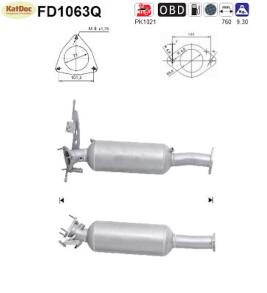 Ruß-Partikelfilter Volvo S60/S80/V60/V70/XC60/XC70, 2.4, Silizium, Euro 5