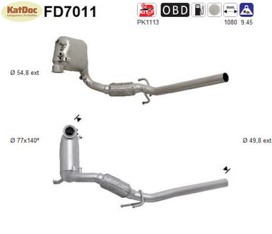 Ruß - Partikelfilter für Seat, Skoda, VW, 1.9 TDI, 66/74/77kW, Euro 4 - KatDoc