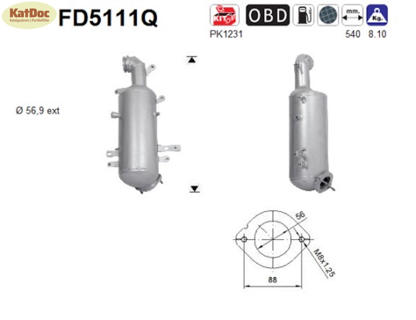 Ruß-Partikelfilter Alfa Romeo, Fiat, Jeep, Lancia, Opel, 1.6, Silizium, Euro 5