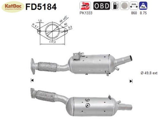 Ruß - Partikelfilter für Opel Vivaro B, Renault Trafic 3, Euro 5 - KatDoc