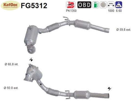 Ruß - Partikelfilter inkl.Katalysator für Audi/Seat/Skoda/VW,1.5,Euro 6 - KatDoc