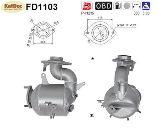 Ruß-Partikelfilter Toyota Auris/Corolla 1.4 D-4D, 66kW, Euro 5