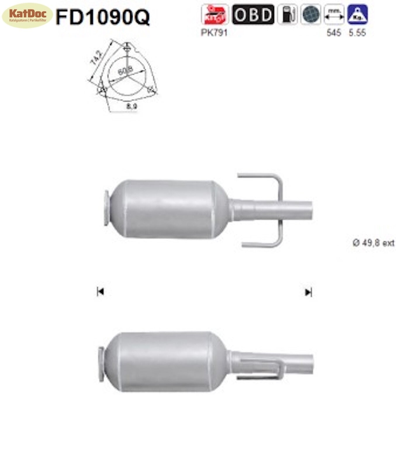 Ruß-Partikelfilter für Opel Astra H, 1.3 CDTI, 66kW, Silizium, Euro 4
