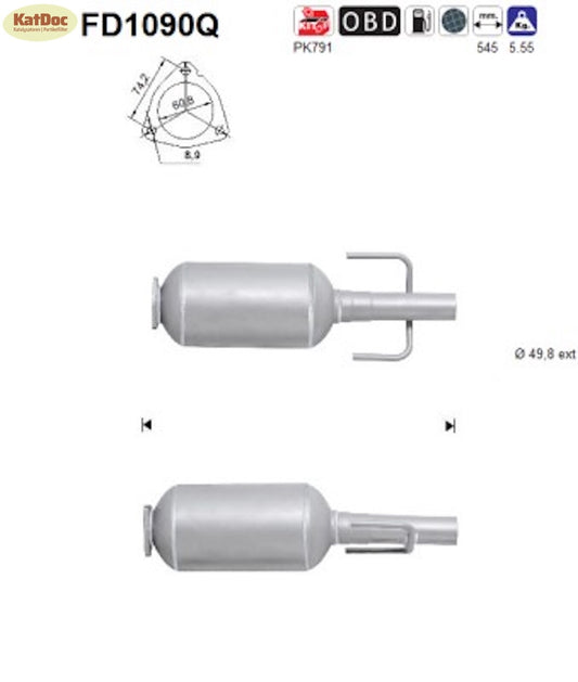 Ruß-Partikelfilter für Opel Astra H, 1.3 CDTI, 66kW, Silizium, Euro 4