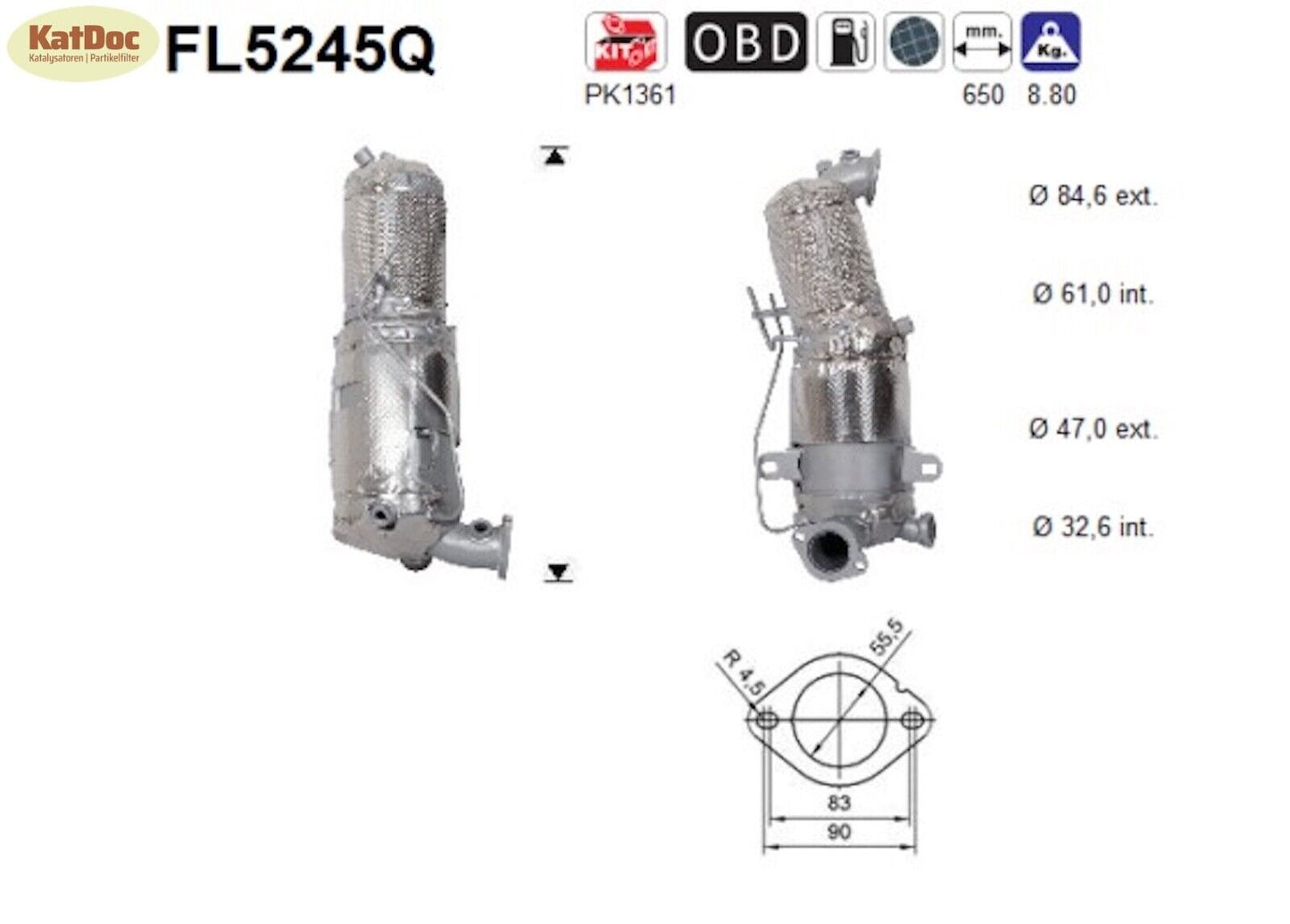 Ruß - Partikelfilter für Alfa Romeo Giulietta, Fiat, Suzuki, 1.6,Silizium,Euro 6 - KatDoc