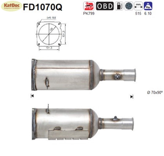 Ruß-Partikelfilter für Citroen C4,Peugeot 308 CC,2.0 HDi,103kW,Silizium,Euro 5
