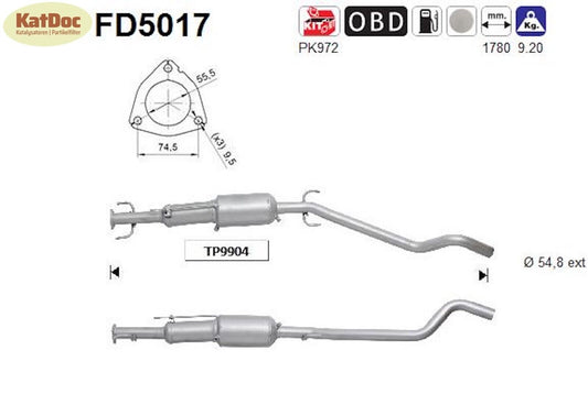 Ruß - Partikelfilter für Opel Astra H/GTC, 1.9 CDTI, 16V, Euro 4 - KatDoc