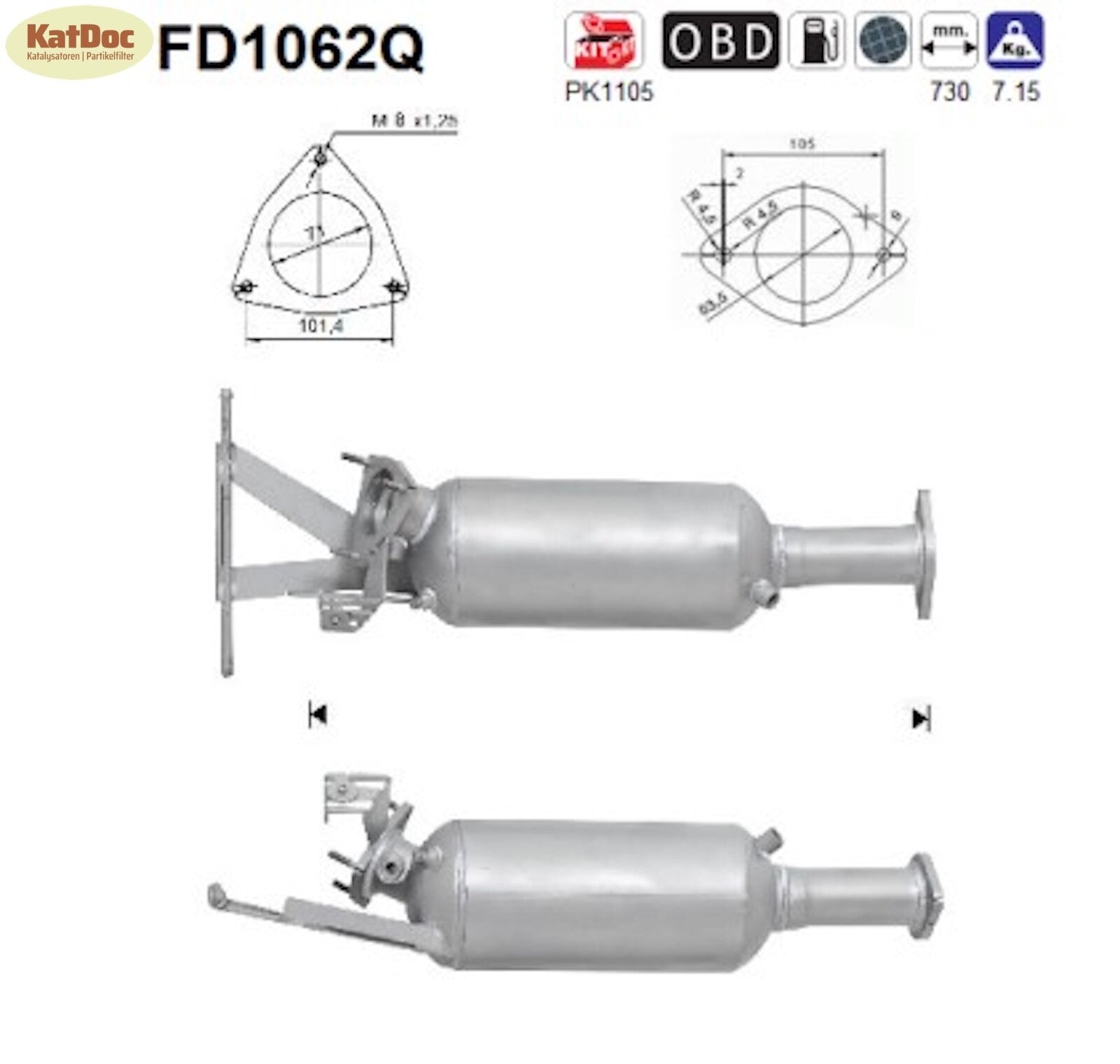 Ruß - Partikelfilter für Volvo XC70 Cross Country/XC90,D3/D5 AWD,Silizium,Euro 4 - KatDoc