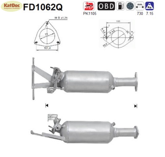 Ruß-Partikelfilter für Volvo XC70 Cross Country/XC90,D3/D5 AWD,Silizium,Euro 4