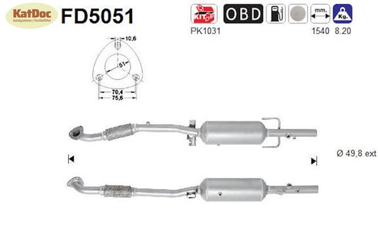 Ruß - Partikelfilter für Opel Astra H/Zafira B, 1.7, CDTi, 81/92kW, Euro 5 - KatDoc