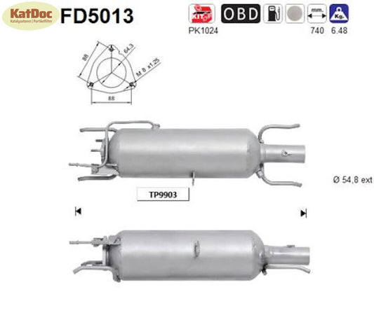 Ruß - Partikelfilter für Fiat Croma, Opel Signum/Vectra C, Saab 9 - 3, Euro 4 - KatDoc
