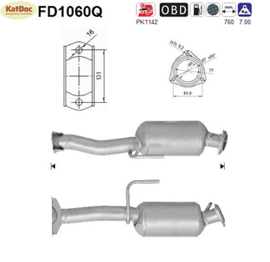 Ruß-Partikelfilter für Jeep Commander/Grand Cherokee, 2.7/3.0,Silizium, Euro 4