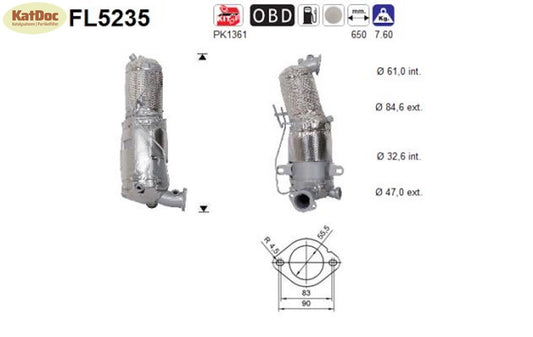 Ruß - Partikelfilter für Fiat 500X, Jeep Compass/Renegade, 1.6/2.0, Euro 6 - KatDoc