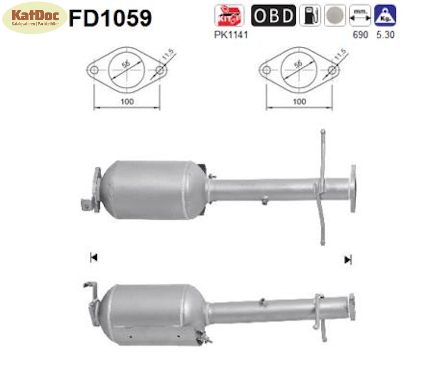 Ruß-Partikelfilter für Ford Tourneo Connect/Transit Connect, 1.8 TDCi, Euro 5