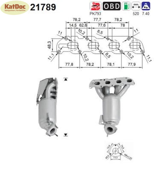 Katalysator für Opel Adam/Astra J/Corsa D,E/Meriva B, Euro 4&5&6 - KatDoc