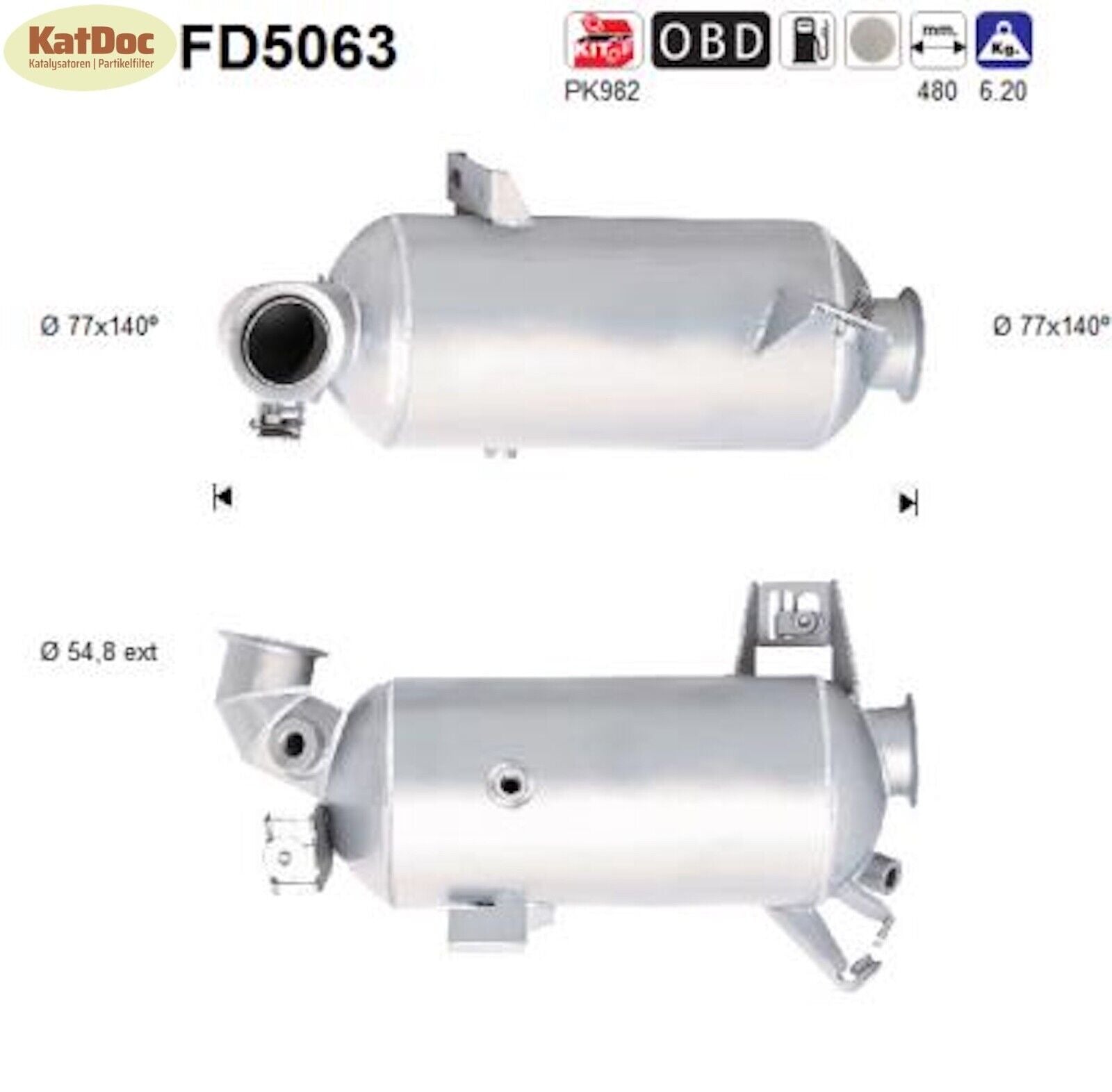 Ruß - Partikelfilter VW T5/T6, 2.0 TDI, 84/100/103/132kW, Euro 5 - KatDoc