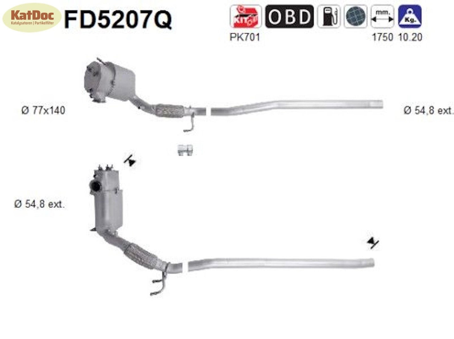 Ruß - Partikelfilter VW CC/Passat, 2.0 TDI 4motion,103/125/130kW,Silizium,Euro 5 - KatDoc