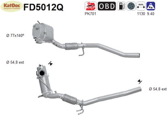 Ruß-Partikelfilter VW Passat B6, 2.0 TDI, 81/100/103kW, Silizium, Euro 5