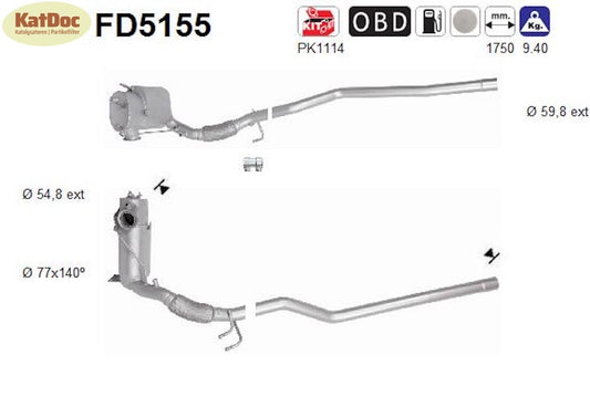 Ruß - Partikelfilter für Audi Q3, VW Tiguan, 2.0 TDI, Euro 5 - KatDoc