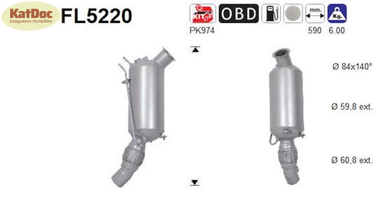 Ruß - Partikelfilter für BMW 1er/2er/3er/4er/5er, 2.0, Euro 6 - KatDoc