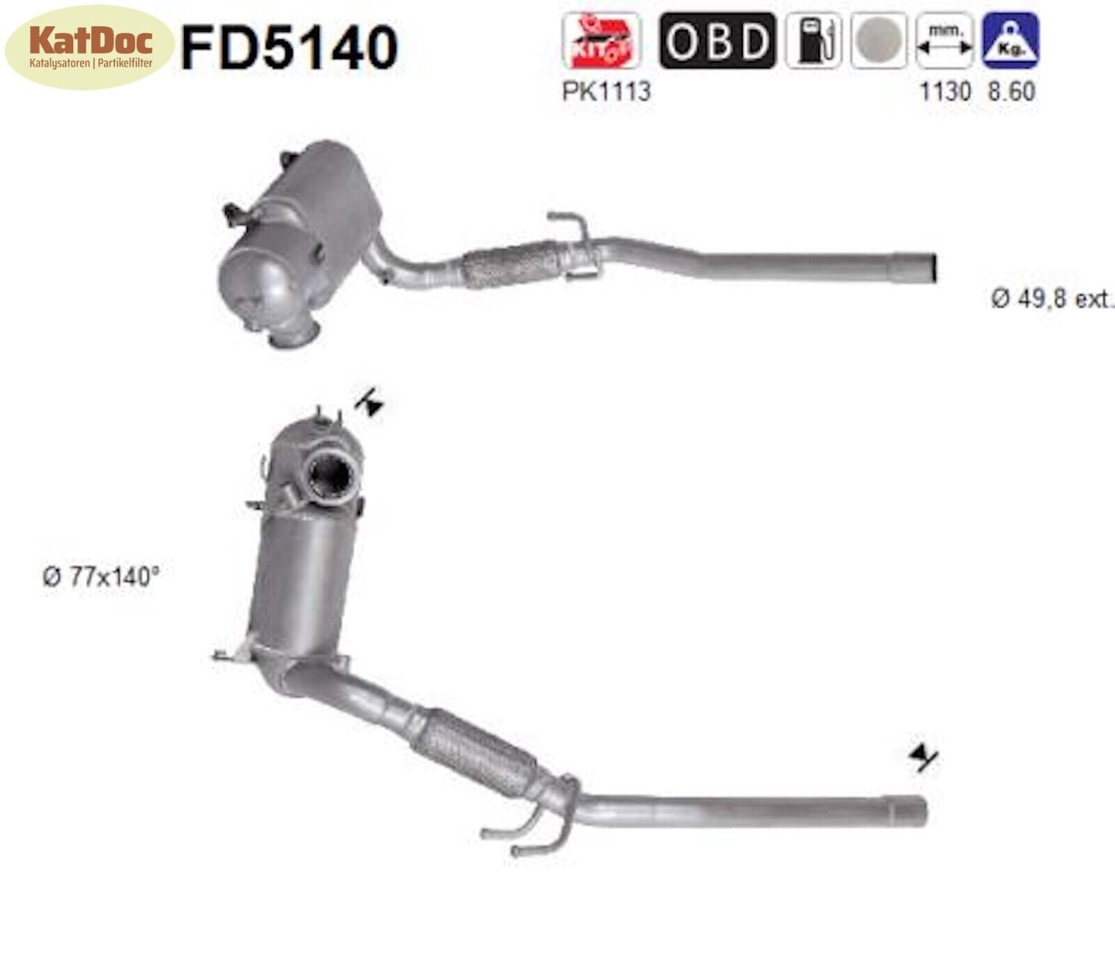 Ruß - Partikelfilter für Audi, Seat, Skoda, VW, 1.6 TDI, 55/66/77kW, Euro 5 - KatDoc