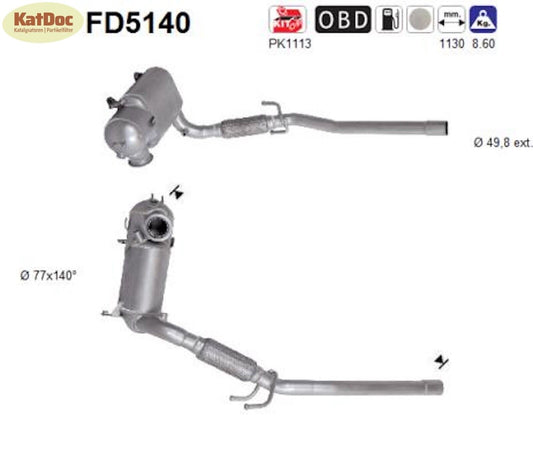 Ruß - Partikelfilter für Audi, Seat, Skoda, VW, 1.6 TDI, 55/66/77kW, Euro 5 - KatDoc
