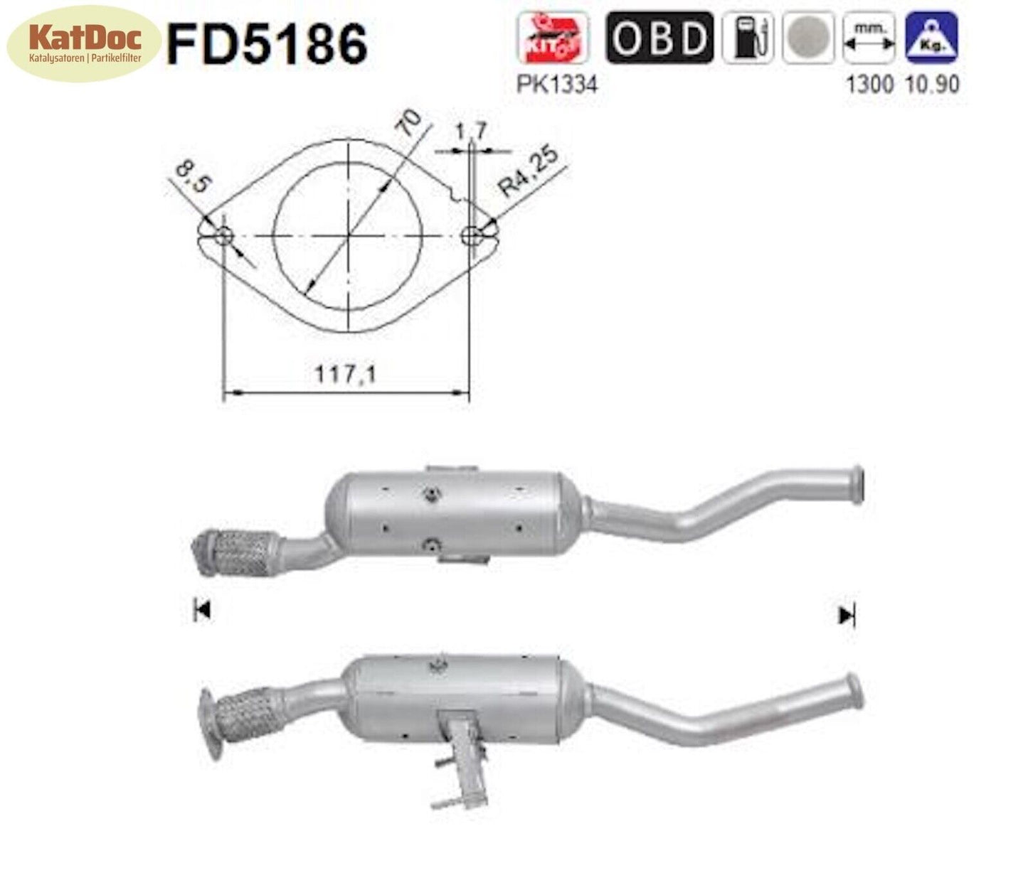 Ruß - Partikelfilter Nissan NV400, Opel Movano, Renault Master, 2.3, RWD, Euro 5 - KatDoc