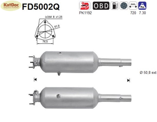 Ruß-Partikelfilter für Fiat Doblo, 1.9 JTD/D, Multijet, 88kW, Silizium, Euro 4