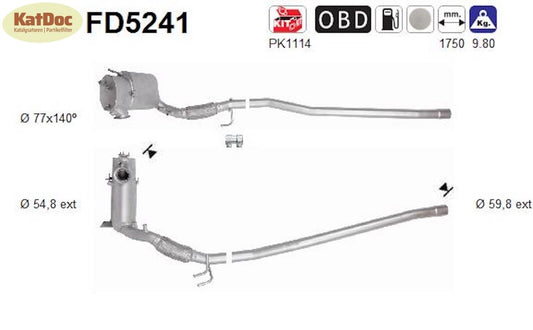 Ruß-Partikelfilter Audi A3, Seat Altea XL, Skoda Superb/Yeti, 2.0 TDI, Euro 5