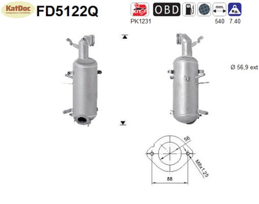 Ruß-Partikelfilter Alfa Romeo,Fiat,Jeep,Lancia,Suzuki,Dodge, Silizium, Euro 5