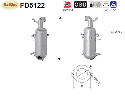Ruß-Partikelfilter Alfa Romeo, Fiat, Jeep, Lancia, Suzuki, Dodge, Euro 5