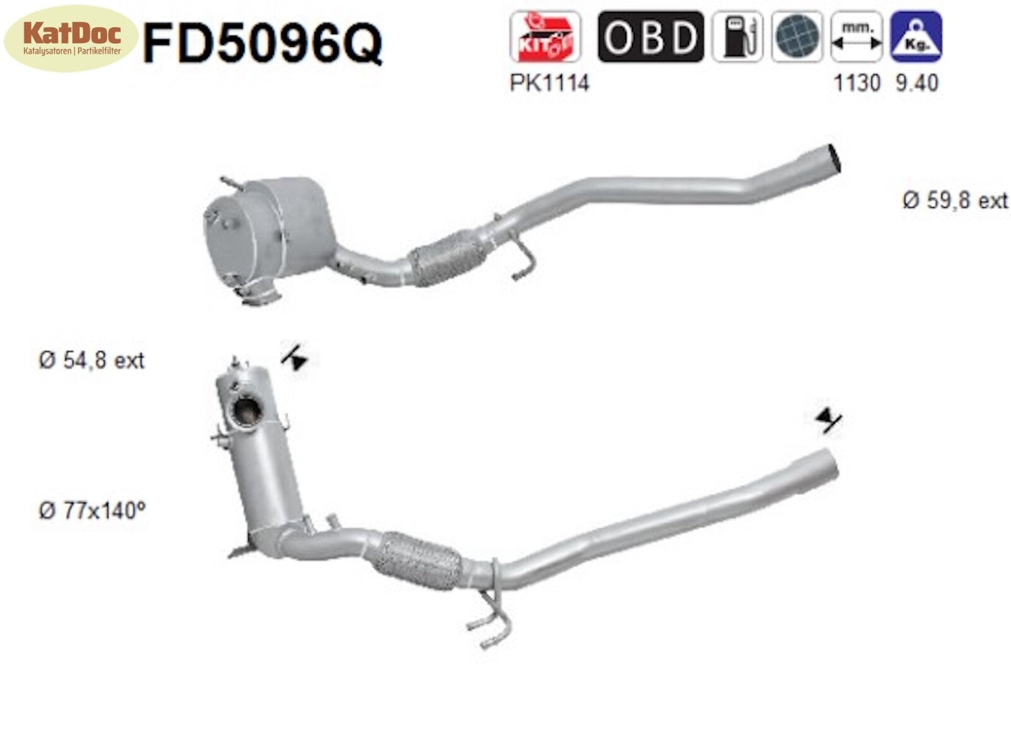 Ruß-Partikelfilter Audi, Seat, Skoda, VW, 2.0 TDI, 125/130kW, Silizium, Euro 5