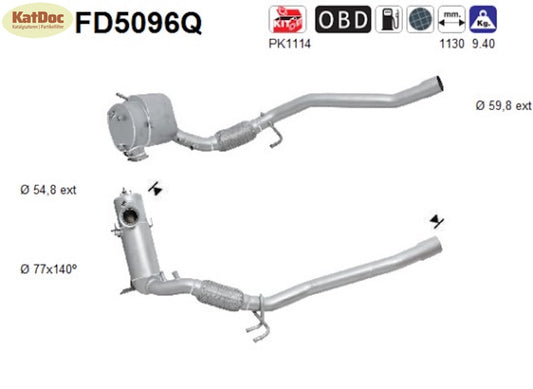 Ruß-Partikelfilter Audi, Seat, Skoda, VW, 2.0 TDI, 125/130kW, Silizium, Euro 5