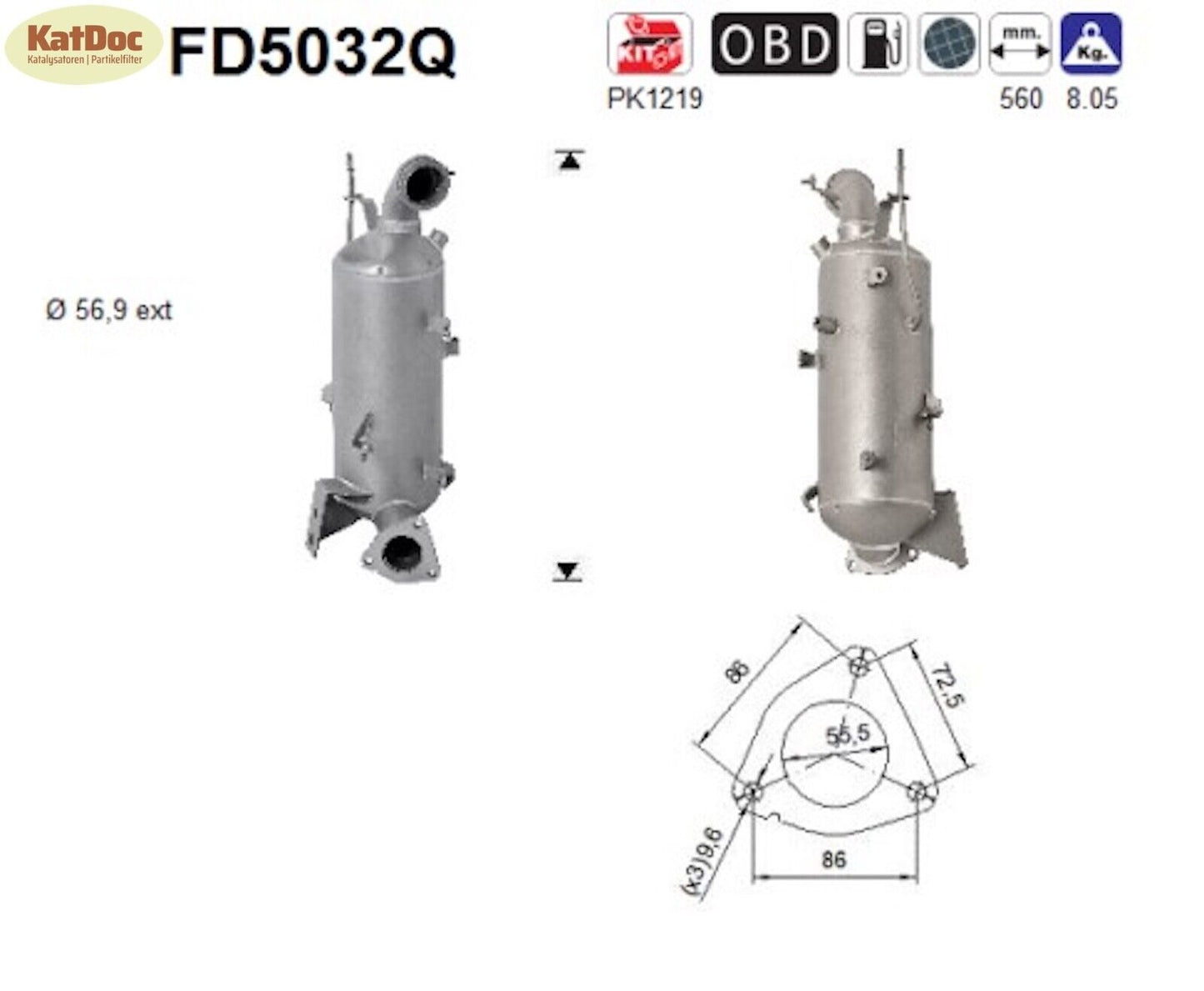 Ruß-Partikelfilter Opel Astra/Cascada/Insignia/Zafira,Saab9-5,Silizium, Euro 5