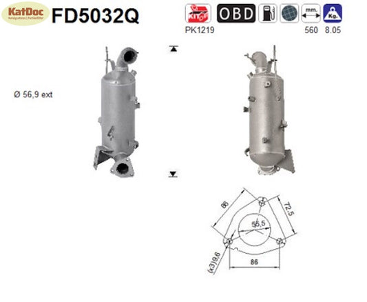 Ruß-Partikelfilter Opel Astra/Cascada/Insignia/Zafira,Saab9-5,Silizium, Euro 5