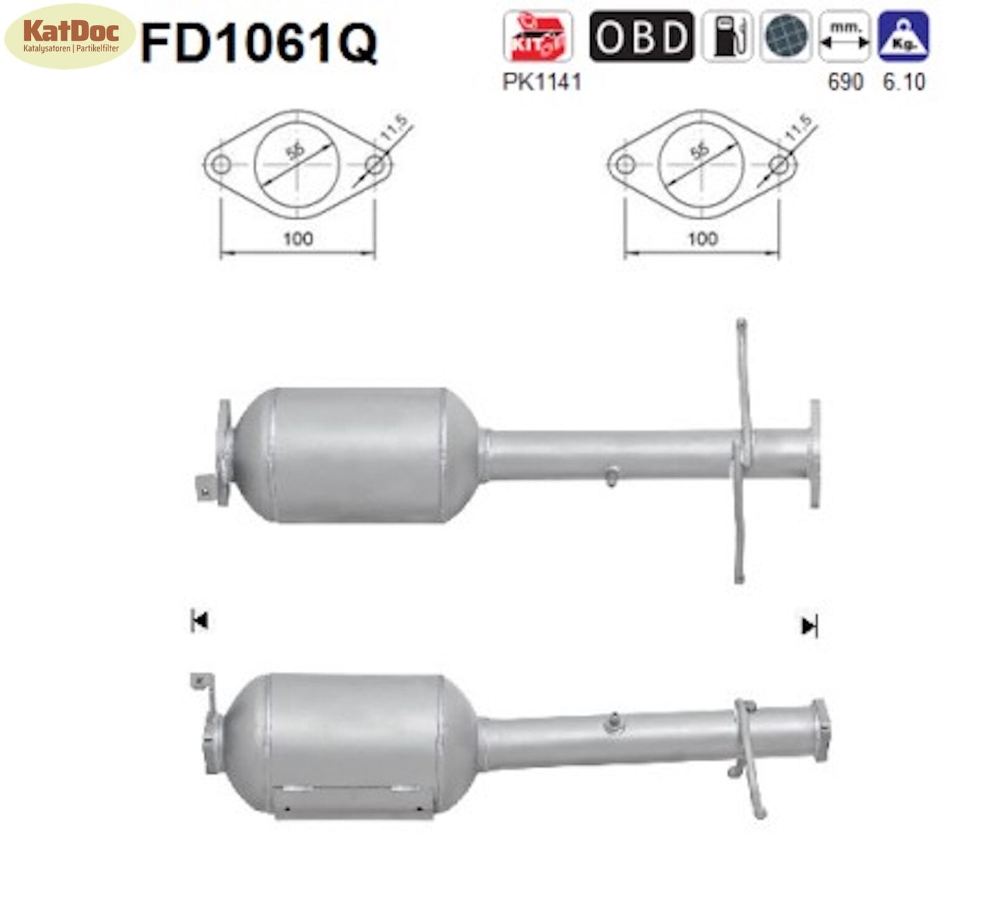 Ruß - Partikelfilter für Ford Tourneo Connect/Transit, 1.8 TDCi,Silizium, Euro 4 - KatDoc